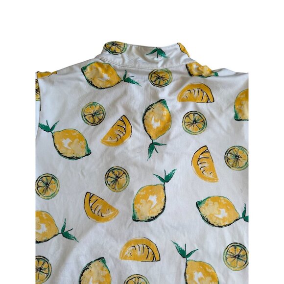 CHICOS Weekend Lemon Print Short Sleeve Active Top Size Chicos 3 / US XL - Picture 3 of 9